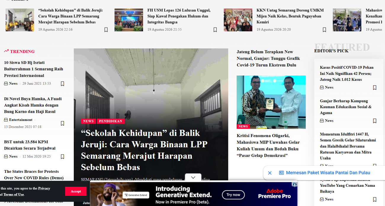 Tampilan terbaru website jatengdaily.com
